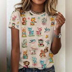 Colorful Retro Animal Print T-Shirt